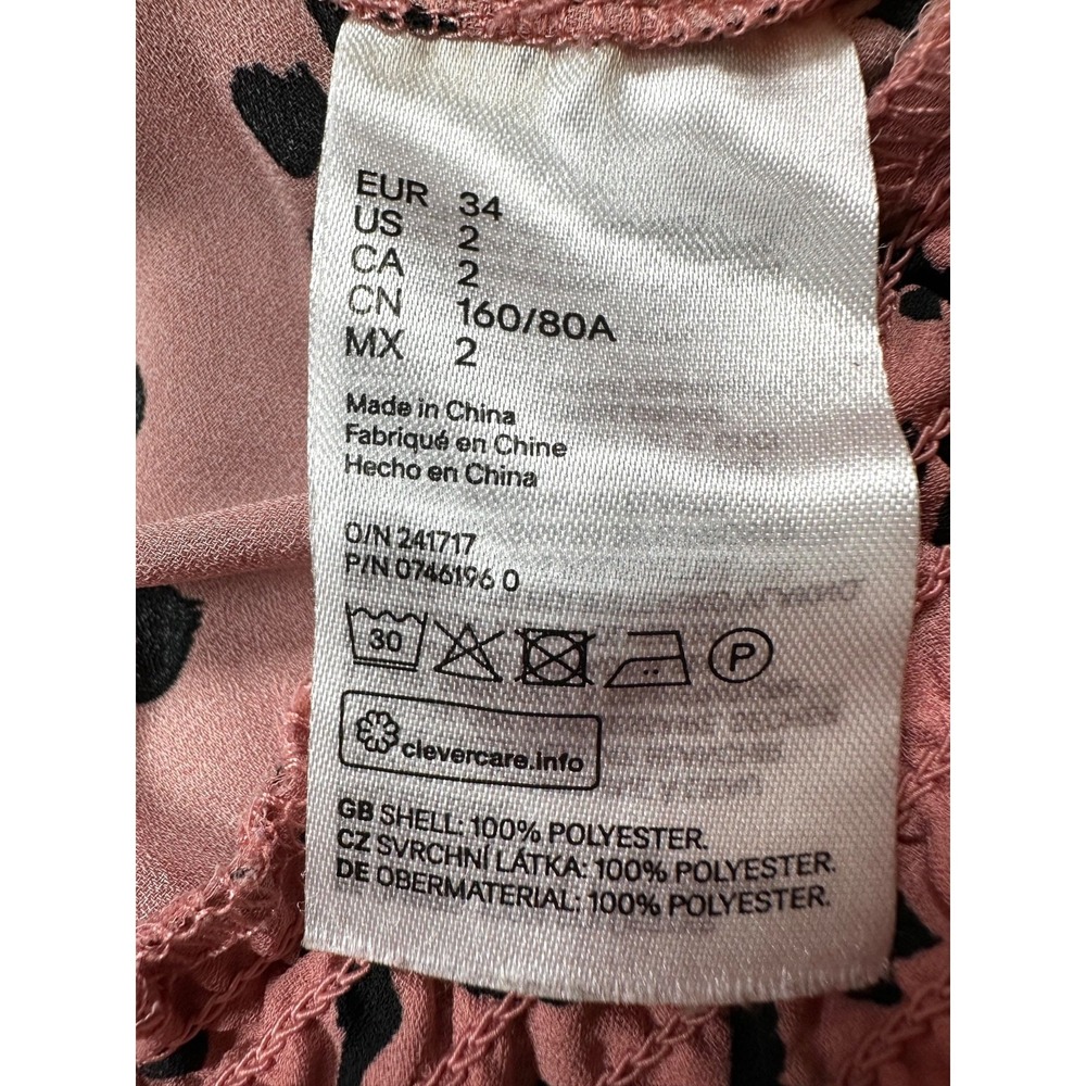 DIVIDED by H&M Women's 2 Pink & Black Leopard Print Wrap Crop Top Bell Sleeves - Picture 8 of 11